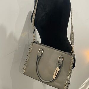 Wilsons Leather Gray Satchel with Gold Details